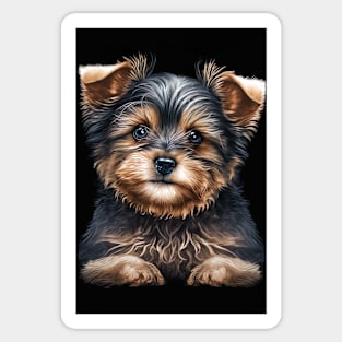 Super Cute Yorkshire Terrier Puppy Portrait Sticker